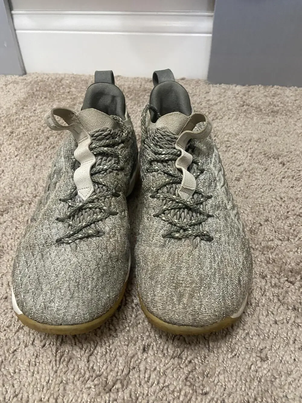 Nike LeBron 15 Low Shoes Mens Size 9 Gray Knit Basketball Custom Mamba Sneakers